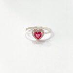 Anel Coração Pink Com Borda Cravejada