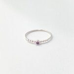 Anel Solitario Lilas Bolinhas
